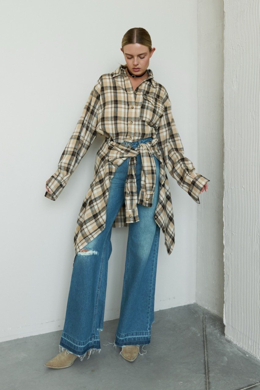 Кемел рубашка в клетку Basic FW24-25 BLAZH.